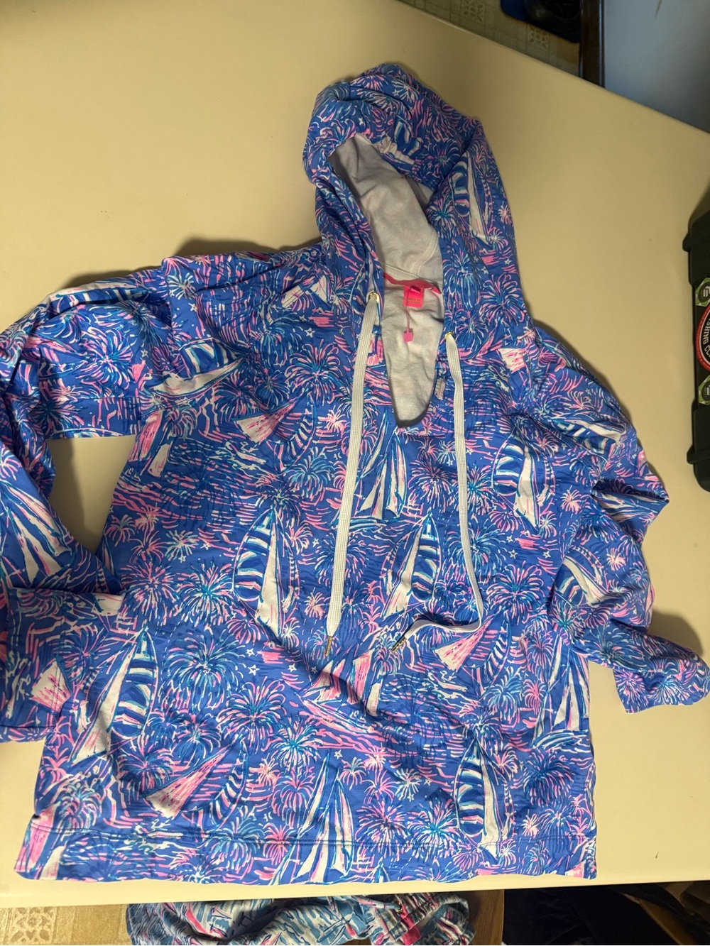 Lilly Pulitzer Blue & Pink Sailboat Print Hoodie